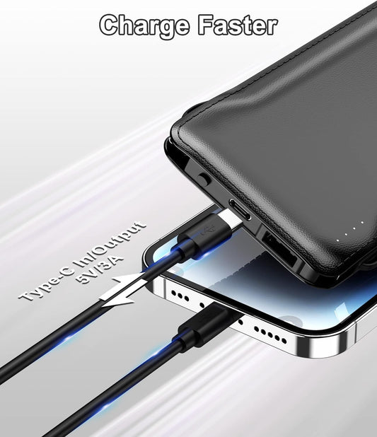 Portable Charger with Cords Only 10000Mah Power Bank with Built in Cables(No Plug) Battery Backup Cell Phone External Battery Pack Compatible with Iphone 17 16 15 14 13 12 Samsung Google Ipad