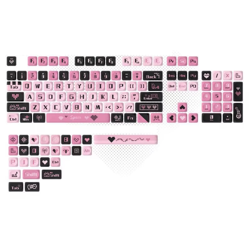 Pink Cat Dye Sublimation PBT Keycaps 136 Keys MOA Profile Keyboard Keycaps for Cherry Gateron MX Switches Mechanical Keyboards