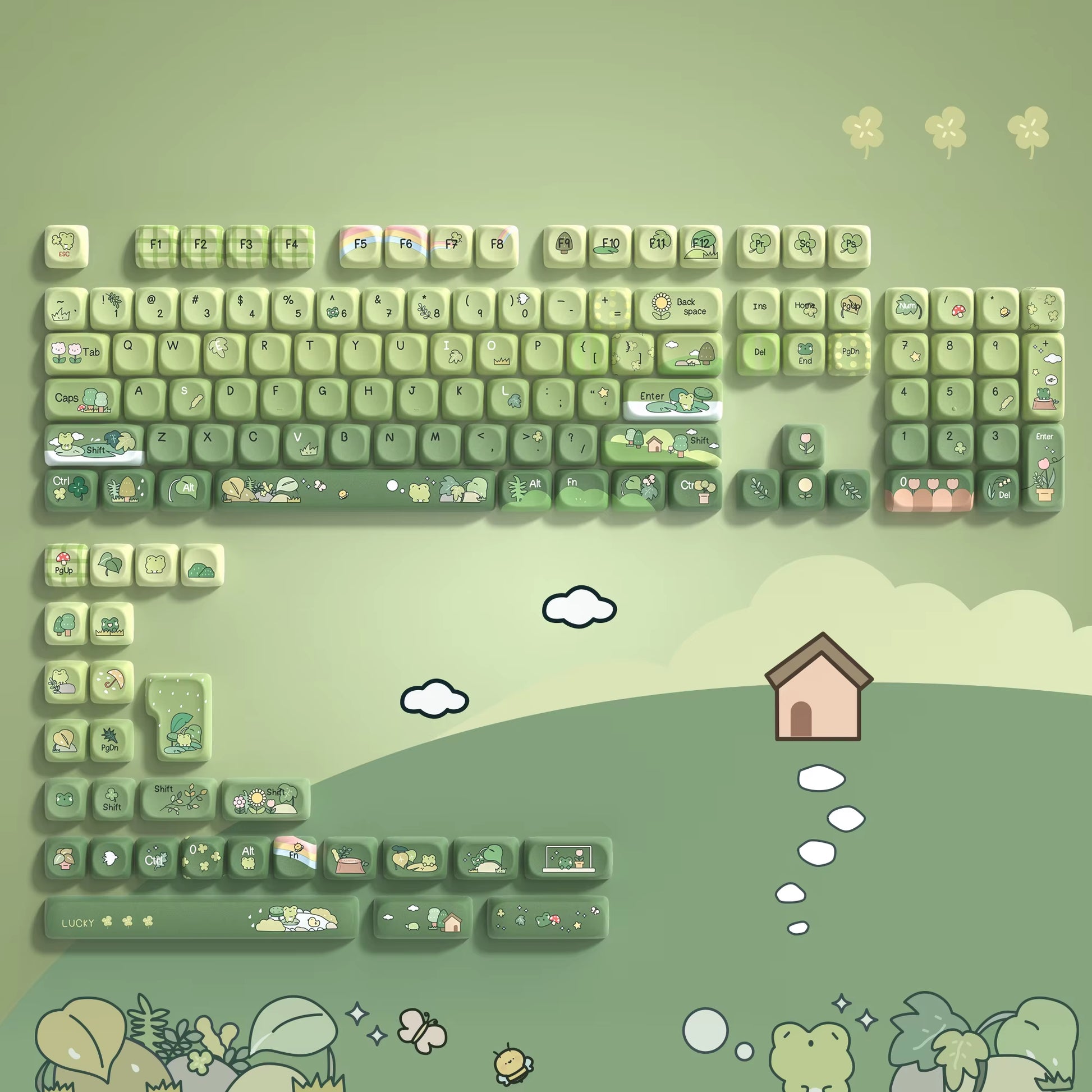 Pink Cat Dye Sublimation PBT Keycaps 136 Keys MOA Profile Keyboard Keycaps for Cherry Gateron MX Switches Mechanical Keyboards