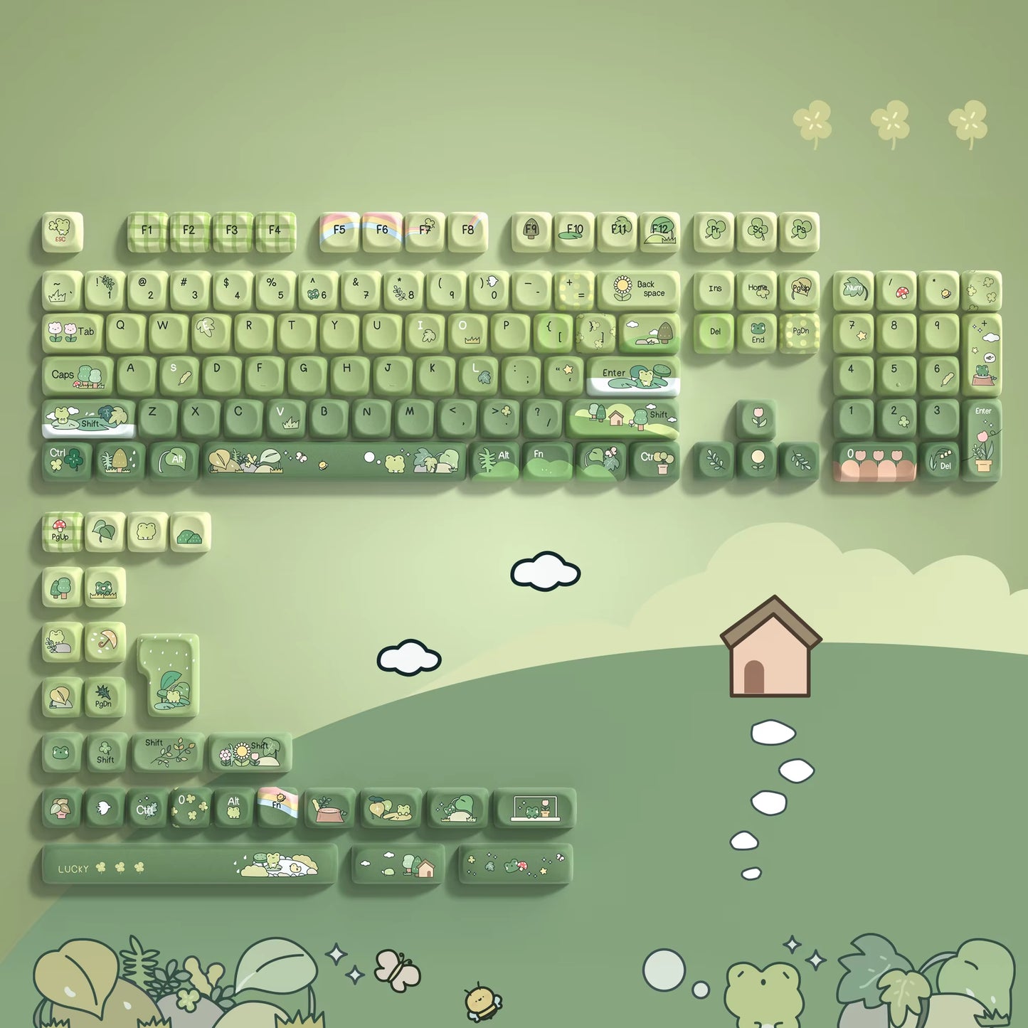 Pink Cat Dye Sublimation PBT Keycaps 136 Keys MOA Profile Keyboard Keycaps for Cherry Gateron MX Switches Mechanical Keyboards