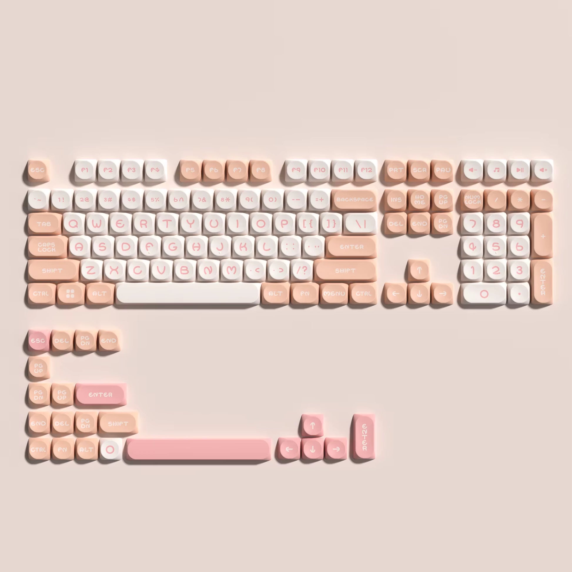Pink Cat Dye Sublimation PBT Keycaps 136 Keys MOA Profile Keyboard Keycaps for Cherry Gateron MX Switches Mechanical Keyboards