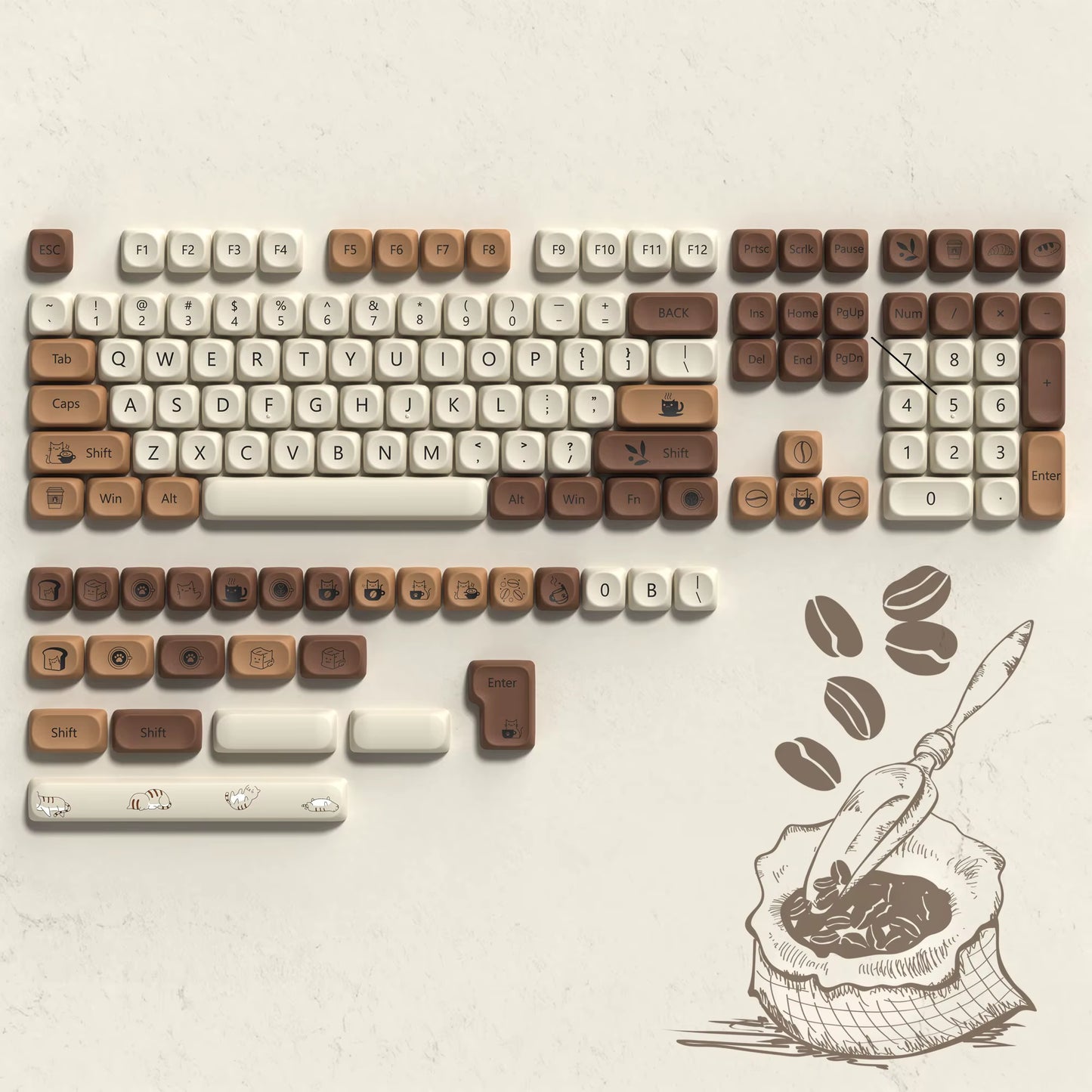 Pink Cat Dye Sublimation PBT Keycaps 136 Keys MOA Profile Keyboard Keycaps for Cherry Gateron MX Switches Mechanical Keyboards