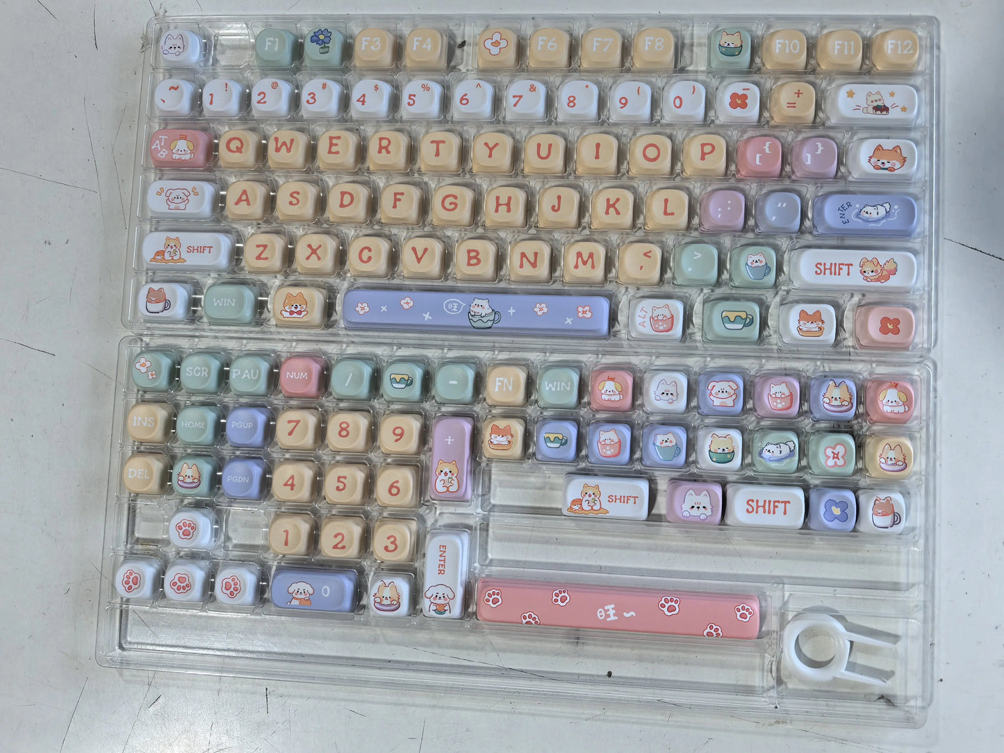 Pink Cat Dye Sublimation PBT Keycaps 136 Keys MOA Profile Keyboard Keycaps for Cherry Gateron MX Switches Mechanical Keyboards