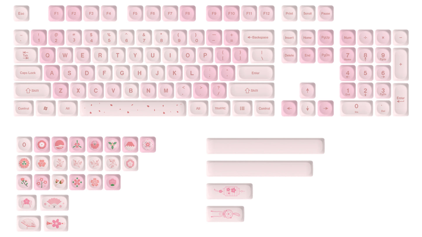 Pink Cat Dye Sublimation PBT Keycaps 136 Keys MOA Profile Keyboard Keycaps for Cherry Gateron MX Switches Mechanical Keyboards